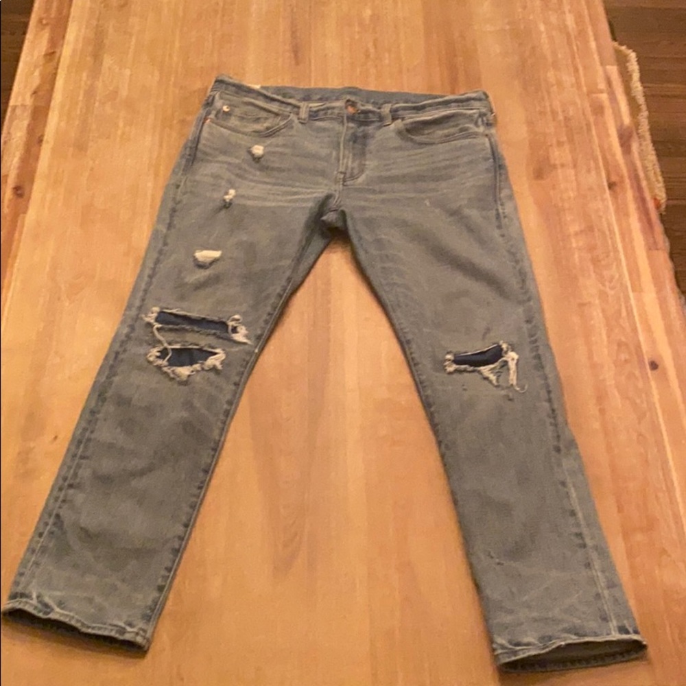 JCrew 484 slim fit patchwork jeans Japanese Denim